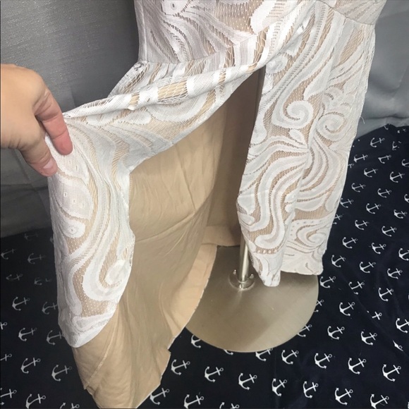 Lulus White Nude Lace Maxi dress - Picture 5 of 7